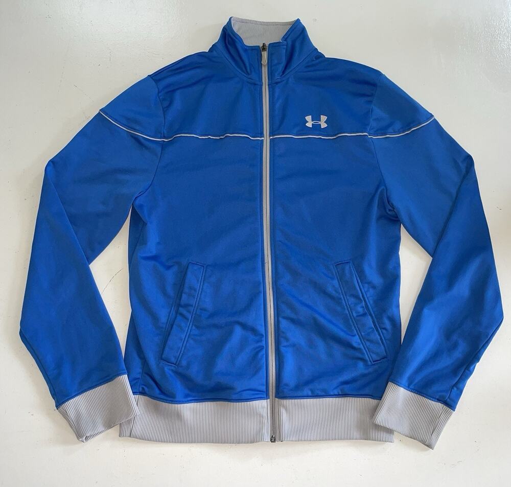 Under Armour Jacket Mens Size Medium Blue Full Zip Track Athletic Training